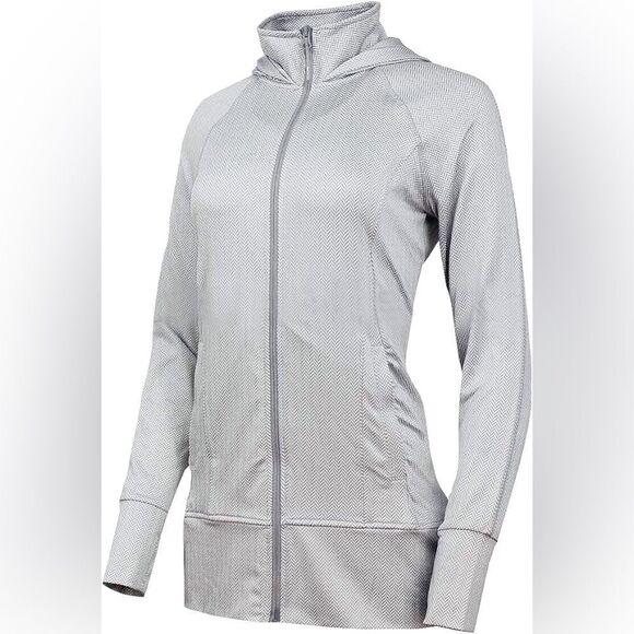3/$20 Mondetta Gray and White Herringbone Designed Hooded Athletic Top (Small) - Picture 1 of 11